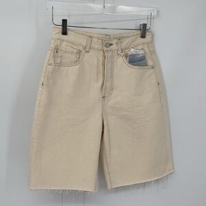 Ag Adriano Goldschmied Kerah high rise long shorts denim tan cotton women new 25